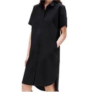 EILEEN FISHER Women’s Black Short Sleeve Button up Mini Dress XL